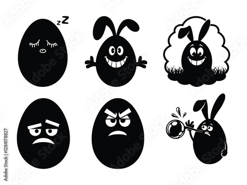 Easter Egg Faces Silhouette | Funny & Cute Expressions 