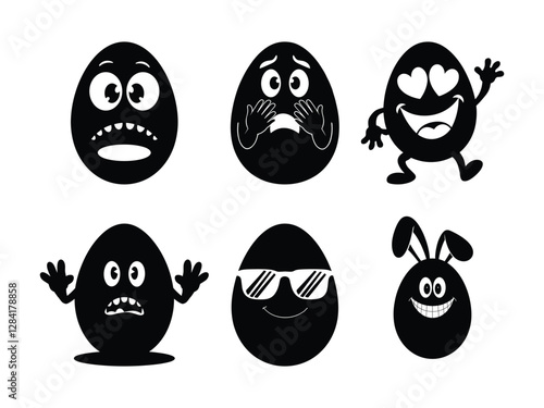 Easter Egg Faces Silhouette | Funny & Cute Expressions 