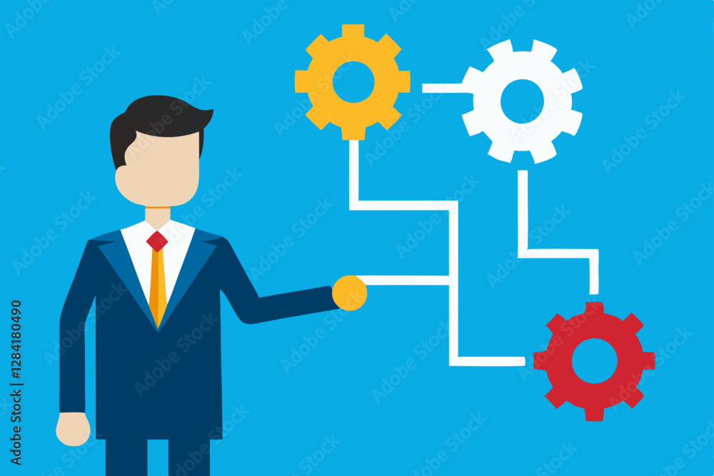 business man with gears business man with gears