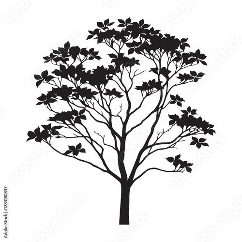 Minimalist Dogwood Tree Silhouette - Stylish and Versatile Botanical Artwork - Dogwood Tree Vector - Dogwood Icon
