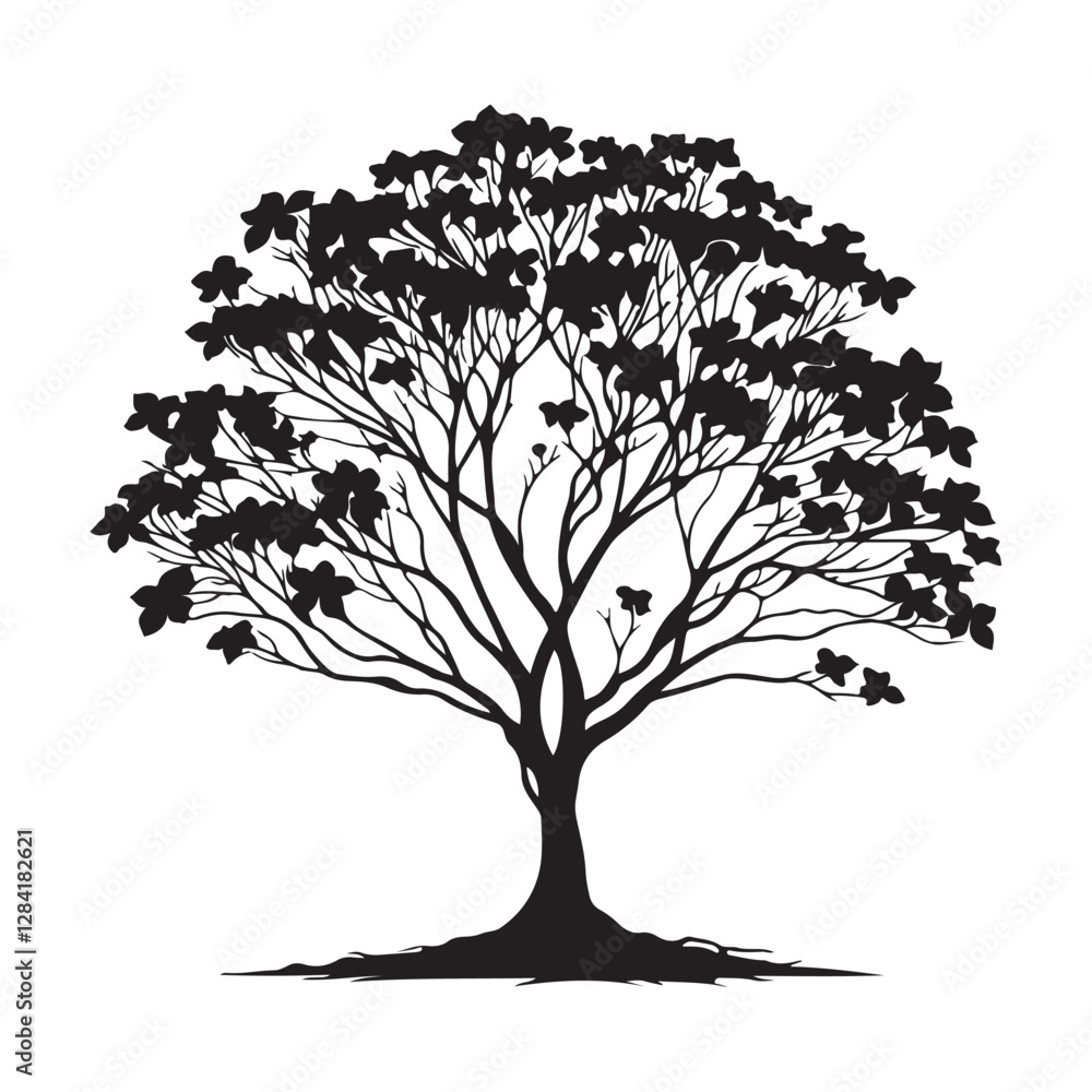 Fototapeta premium Unique Dogwood Tree Silhouette - Simple Yet Elegant Floral Design - Dogwood Tree Vector - Dogwood Icon 
