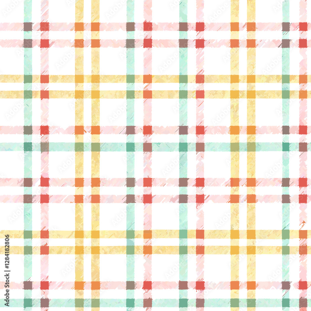 Plaid Pattern: Colorful seamless plaid pattern in an eye-catching design, featuring a harmonious blend of pastel hues, evoking feelings of nostalgia and comfort. Plaid Pattern: Colorful seamless plaid pattern in an eye-catching design, featuring a harmonious blend of pastel hues, evoking feelings of nostalgia and comfort.