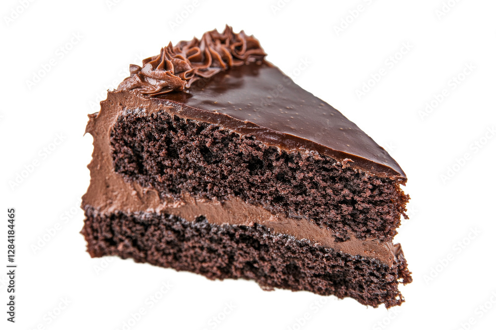 Rich chocolate cake slice with frosting Rich chocolate cake slice with frosting