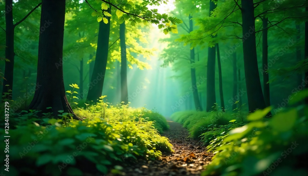 Obraz premium green forest in the morning