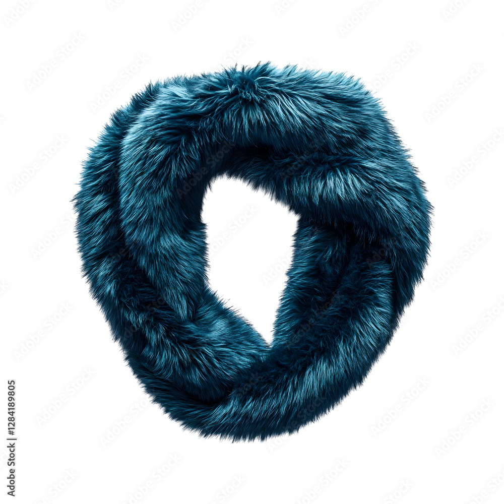 A Teal Faux Fur Scarf with Plush Texture Isolated on Transparent Background A Teal Faux Fur Scarf with Plush Texture Isolated on Transparent Background