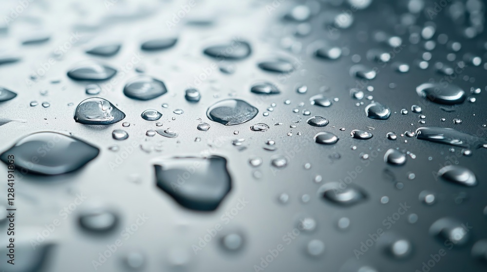 Water Droplets on Metal Surface, Close-up, Abstract Background Water Droplets on Metal Surface, Close-up, Abstract Background