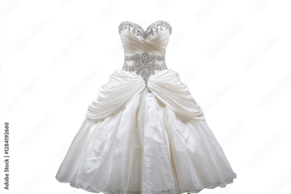 Elegant Beaded White Wedding Gown Awaits Bride Elegant Beaded White Wedding Gown Awaits Bride