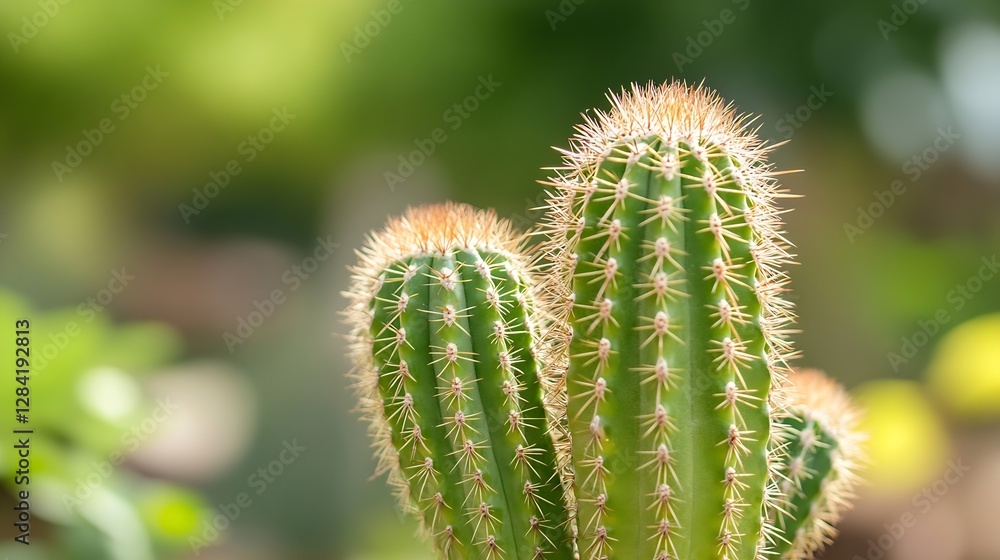 Stunning closeup of a cactus with sharp spines against a blurred background : Generative AI Stunning closeup of a cactus with sharp spines against a blurred background : Generative AI