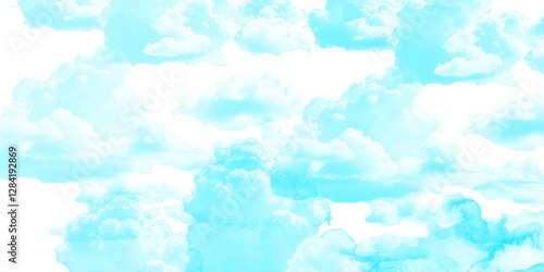 Blue clouds are isolated on a transparent PNG background. 3D realistic soft effect clouds. Vector illustration used anywhere live art canvas cold love fresh crystal clean