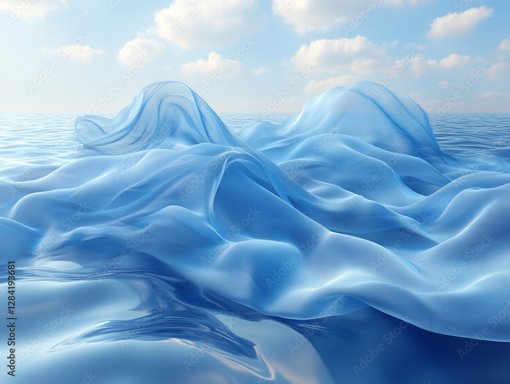 Obraz premium Gentle blue waves reflecting a clear sky in daylight