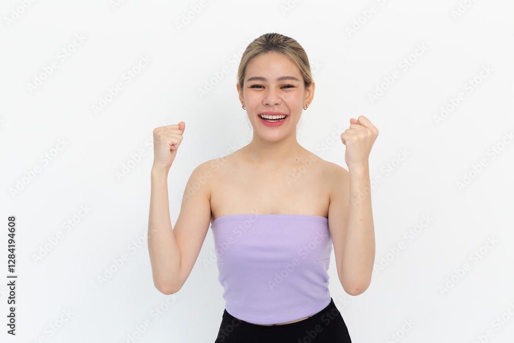 portrait asian Woman are happy isolated on white background portrait asian Woman are happy isolated on white background