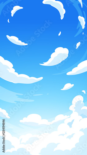 見上げた空の背景イラスト_16:9_縦