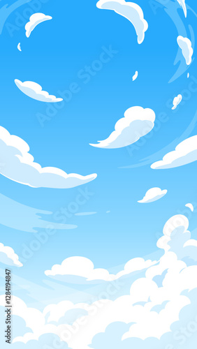 見上げた空の背景イラスト_16:9_縦