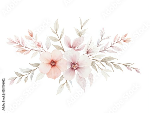 Delicate blossoms in soft pastels with greenery