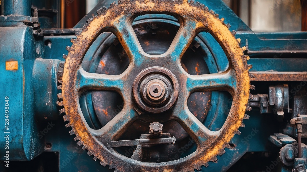 Obraz premium Rusty Gearwheel: A Relic of Industrial Past