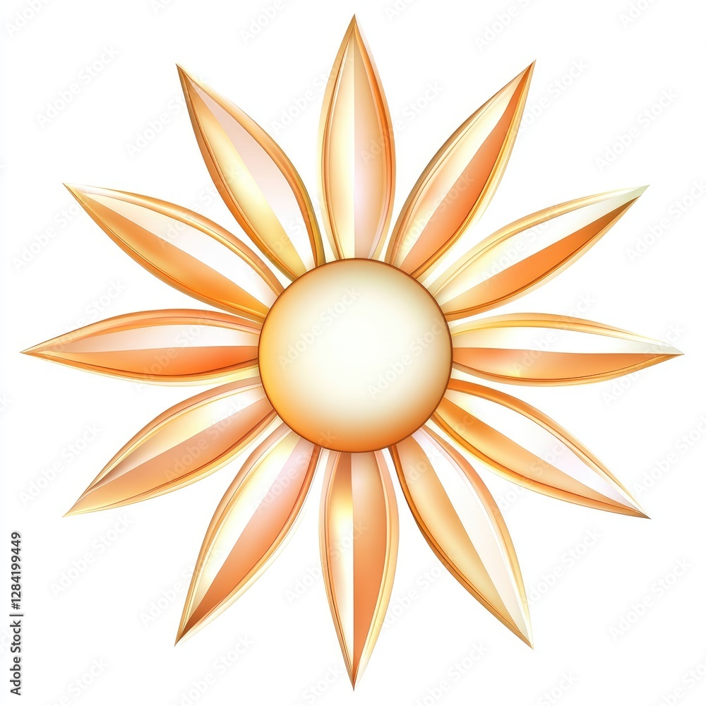 Golden Abstract Flower Design with Circular Center Golden Abstract Flower Design with Circular Center