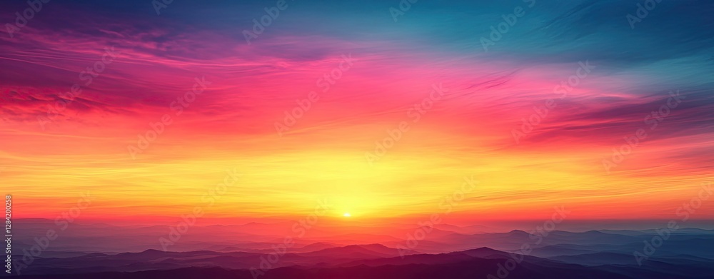Fototapeta premium Vibrant sunset over majestic mountain range