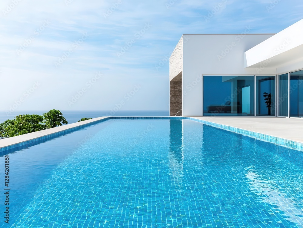 Fototapeta premium Rooftop infinity pool on a luxury penthouse, Residential Real Estate Luxury Properties Housing Demand, highend urban living