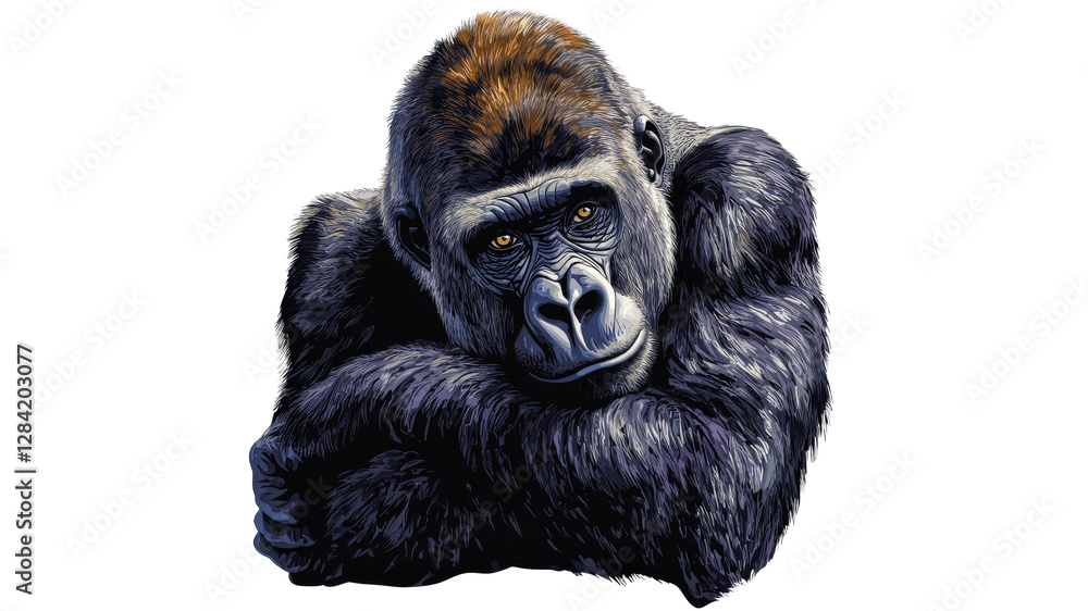 Gorilla resting peacefully in a natural setting Gorilla resting peacefully in a natural setting