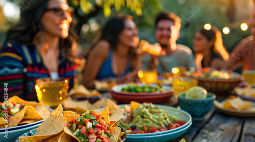 group of people eat tortilla chip