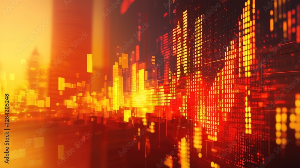 Abstract city data visualization, night, glowing. Possible use Background Abstract city data visualization, night, glowing. Possible use Background