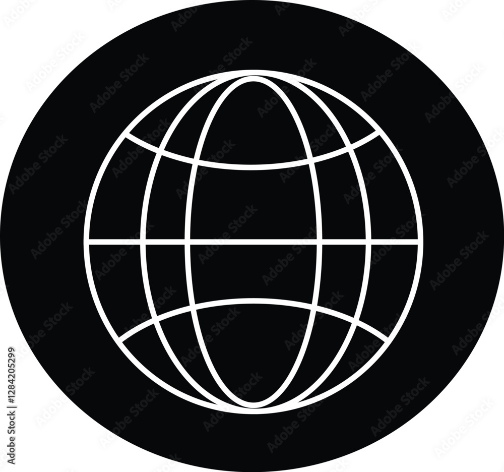 Globe Icon in Flat Style – Vector Illustration Isolated on White and Black Background Globe Icon in Flat Style – Vector Illustration Isolated on White and Black Background