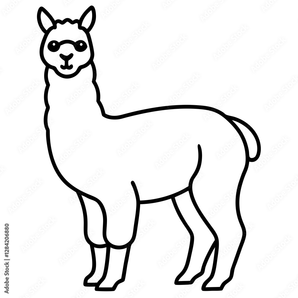 Fototapeta premium Modern Alpaca Outline Design