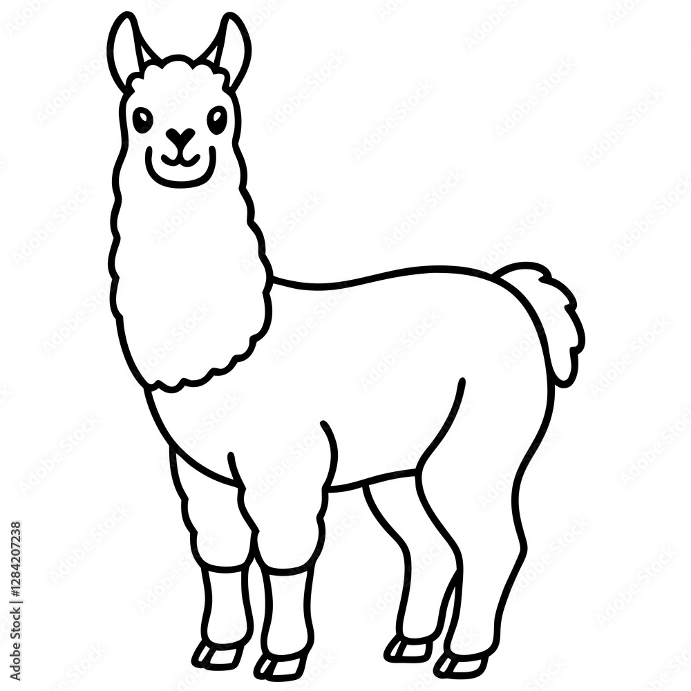 Fototapeta premium Modern Alpaca Outline Design
