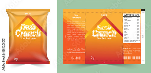 Food packaging design, Chips logo and packet wrap label design editable vector file elegant and corporate professional business chips packaging or chips label..