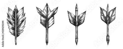 Linear arrow feathers icons set vector in flat style for design.
