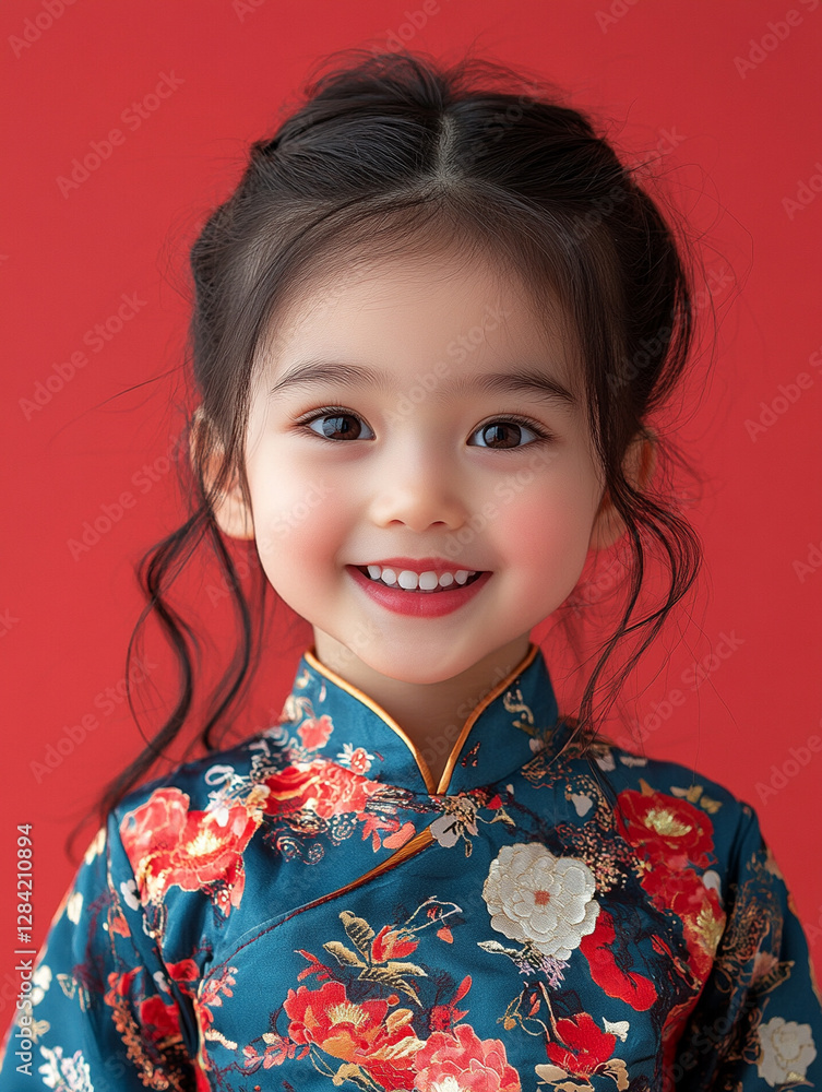 Smiling girl in colorful traditional attire Smiling girl in colorful traditional attire