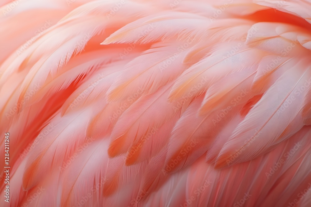 Fototapeta premium Captivating Flamingo Feather Macro with Soft Pink and Coral Plumes and Delicate Layering