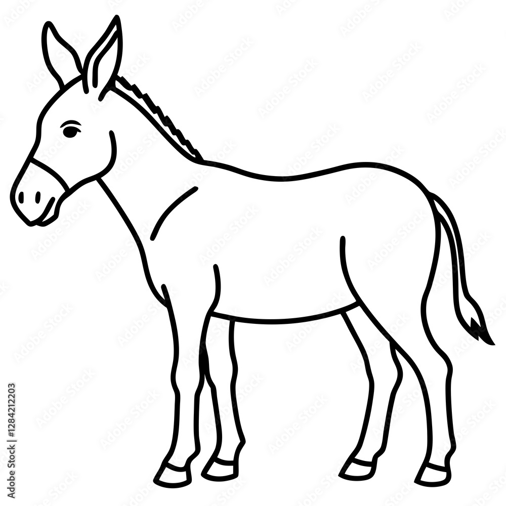Modern Donkey Line Art Modern Donkey Line Art