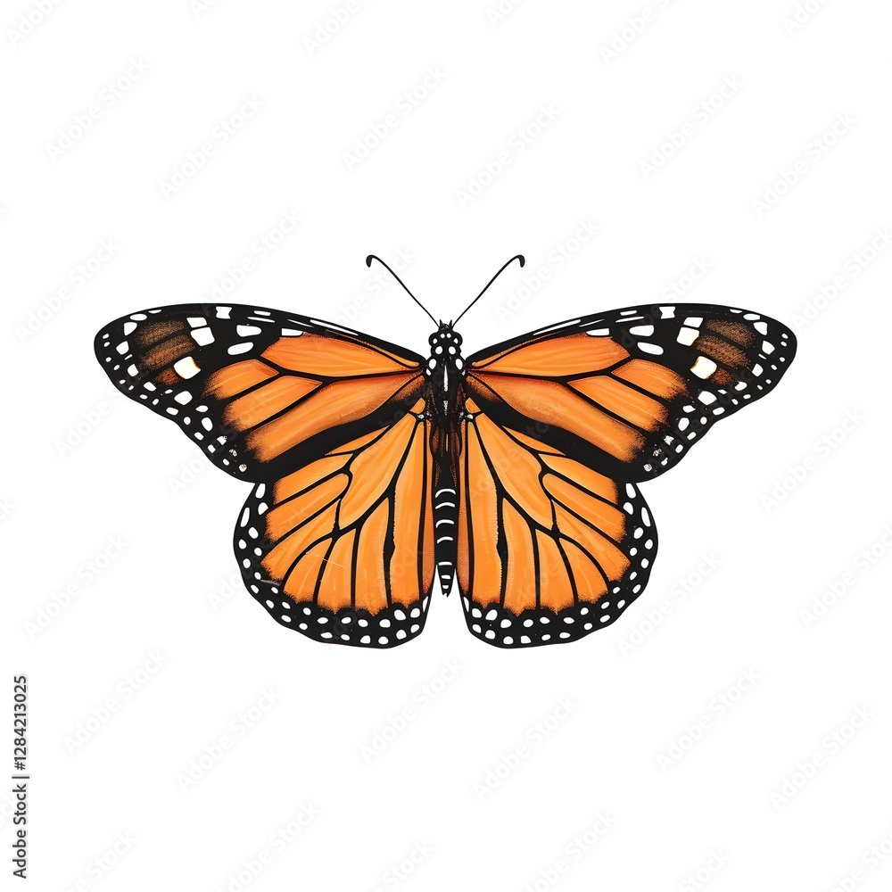 Fototapeta premium Elegant Monarch Butterfly on White Background
