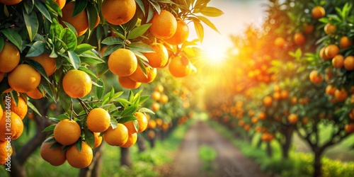 Orange Orchard  Lush Citrus Grove with Ripe Fruits