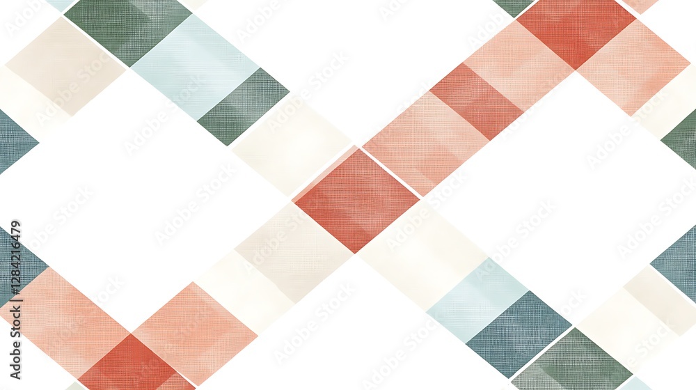 Fototapeta premium Watercolor-Style Diagonal Square Pattern: A Seamless Design Texture AI Generated