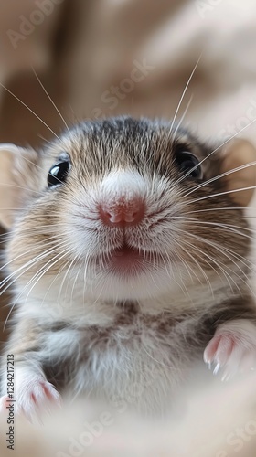 Cute Small Rodent Looking Curiously at the Camera With Soft Fur and Tiny Feat...
