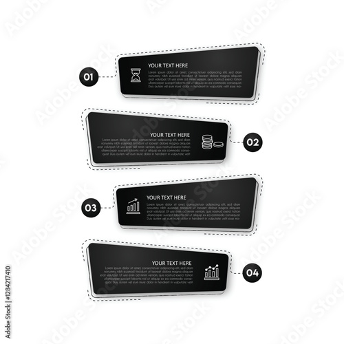 4 points stage template infographic concept for presentation with vertical stack list 
