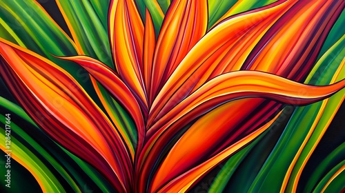Wallpaper Mural Vibrant Bird of Paradise Flower: A Digital Painting of Tropical Flora AI Generated Torontodigital.ca