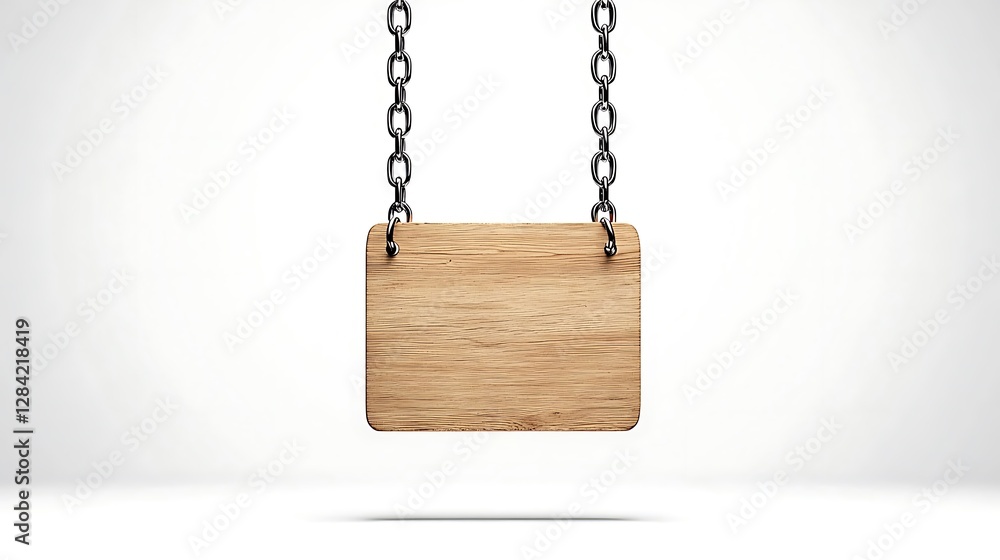 Blank Wooden Sign Hanging on Chains: A 3D Render AI Generated Blank Wooden Sign Hanging on Chains: A 3D Render AI Generated