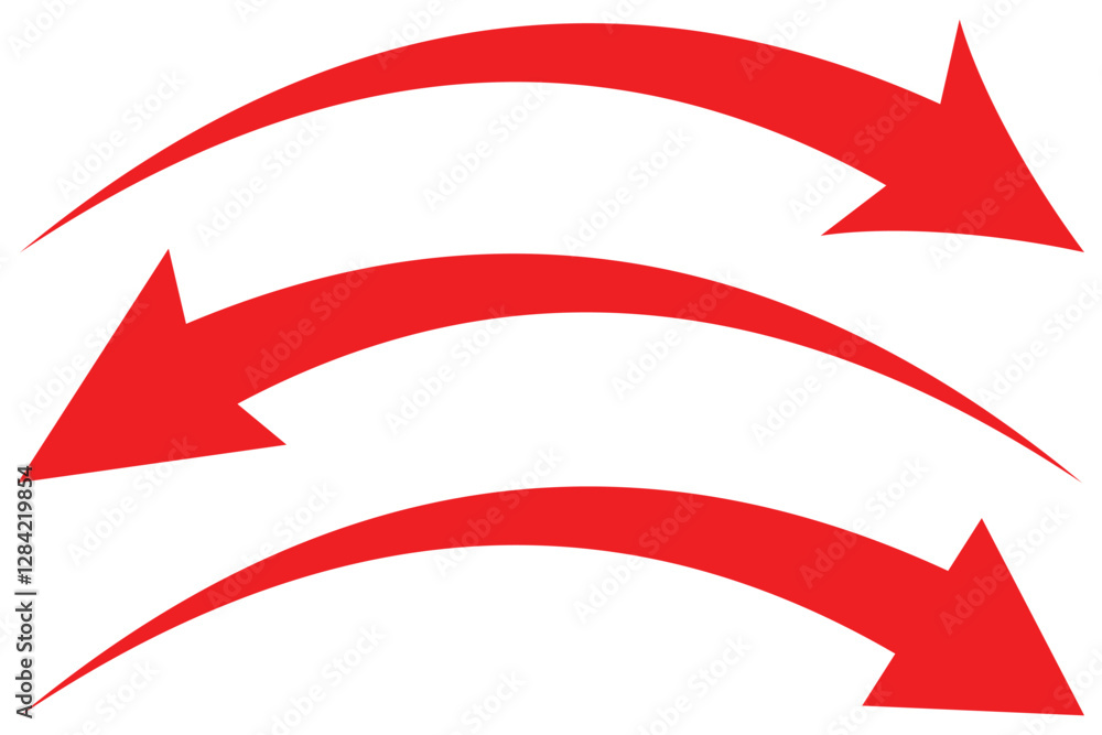Set of long red curve arrow icon vector . red curve arrow icon set. long arrow icon set. curve arrow vector illustration. Curved or arch arrow icon isolated Set of long red curve arrow icon vector . red curve arrow icon set. long arrow icon set. curve arrow vector illustration. Curved or arch arrow icon isolated