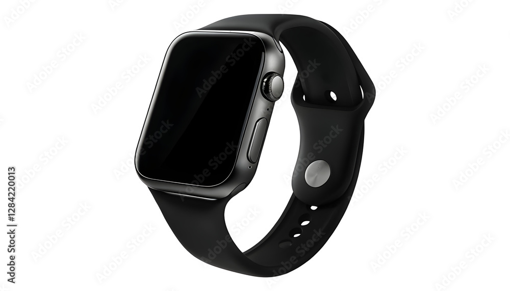 Black Smartwatch on a Transparent Background Black Smartwatch on a Transparent Background