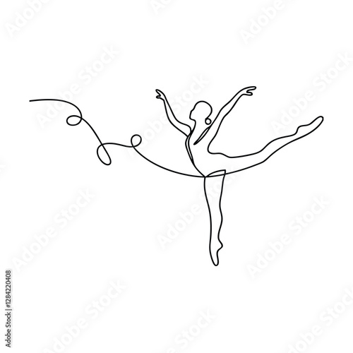 Elegant Ballerina SingleLine Drawing Graceful Dance Pose Art