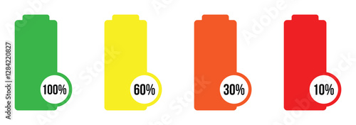 Battery charge level indicator. Charge battery level icon, vector illustration eps 888.