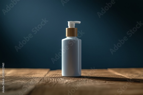 White Bottle on Wooden Surface in a Dimly Lit Room Creating a Cozy Atmosphere