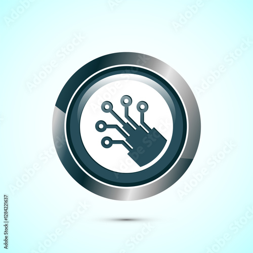 Fiber optic cable icon design illustration. Electric wire sign, digital internet, Gray color round button design