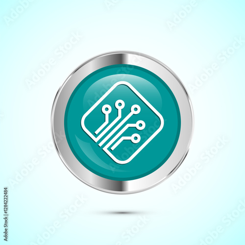 Fiber optic cable icon design illustration. Electric wire sign, digital internet, Teal color round button design