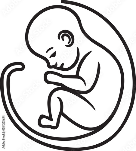 Unborn baby life outline vector icon.