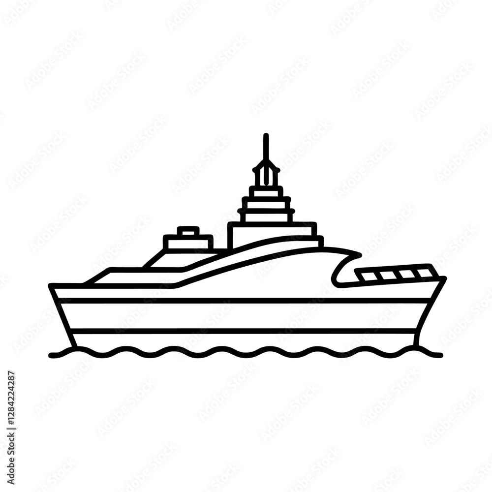 Obraz premium Traditional Boat Line Drawing Vector for Maritime Projects
