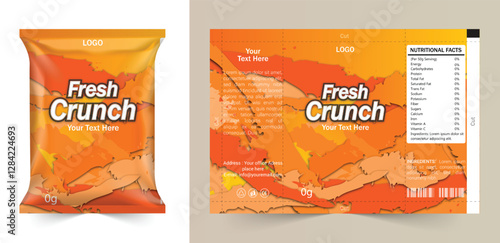 Food packaging design, Chips logo and packet wrap label design editable vector file elegant and corporate professional business chips packaging or chips label..